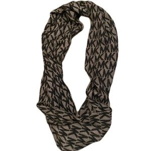 Gray and Black Monogramed Michael Kors Infinity Scarf